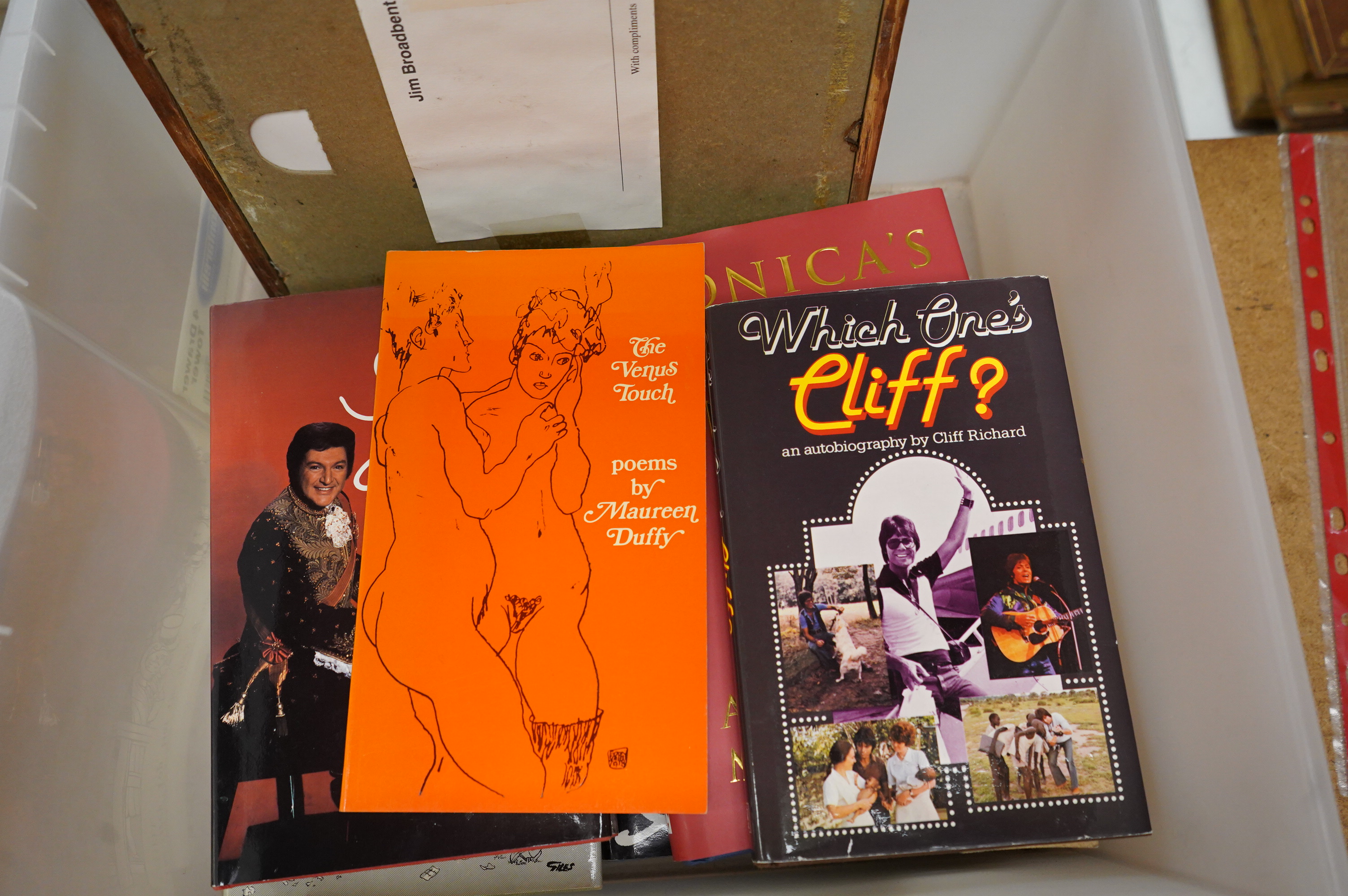 An archive of autographs and signed books relating to Bella Emberg, famed for her work on the Russ Abbot Show, and having originally come from her estate, comprising signatures of mainly television stars of the 1970s, 80